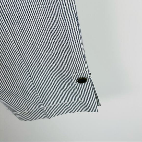 Cartonnier cream grey striped low rise preppy nautical button cropped pants - Picture 6 of 8